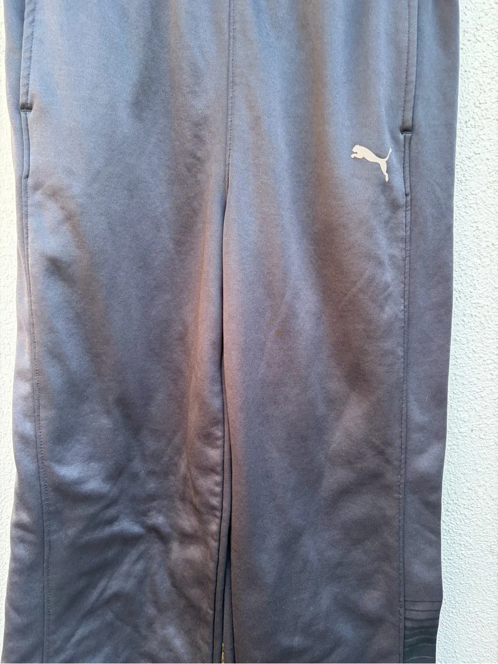 Puma Black Athletic Track Pants with Silver Logo  Kids Unisex Size XL - Picture 5 of 15